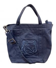 maison kitsune（メゾンキツネ）の古着「2WAYバッグ ショルダーバッグ トートバッグ FOX HEAD SMALL TOTE（フォックス ヘッド スモール トート）」｜ネイビー