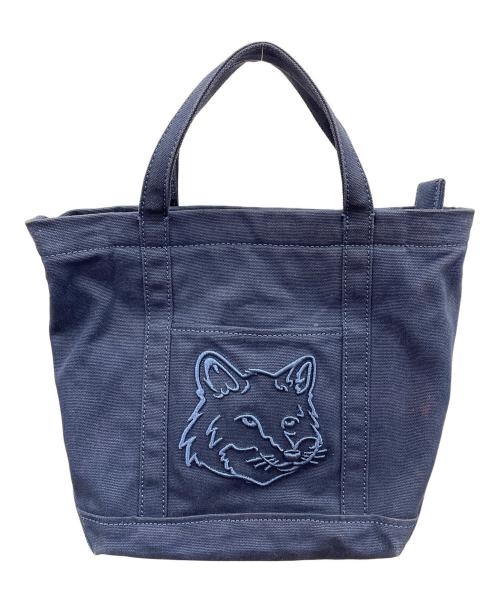 maison kitsune（メゾンキツネ）maison kitsune (メゾンキツネ) 2WAYバッグ ショルダーバッグ トートバッグ FOX HEAD SMALL TOTE（フォックス ヘッド スモール トート） ネイビー サイズ:実寸サイズにてご確認下さい。の古着・服飾アイテム