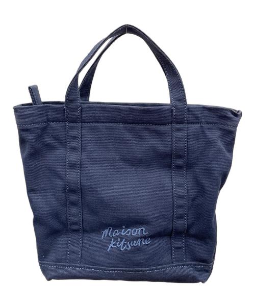 maison kitsune（メゾンキツネ）maison kitsune (メゾンキツネ) 2WAYバッグ ショルダーバッグ トートバッグ FOX HEAD SMALL TOTE（フォックス ヘッド スモール トート） ネイビー サイズ:実寸サイズにてご確認下さい。の古着・服飾アイテム
