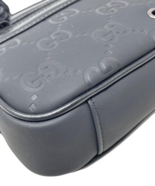 GUCCI（グッチ）GUCCI (グッチ) ショルダーバッグ GGラバーエフェクトレザー ブラック サイズ:実寸サイズにてご確認くださいの古着・服飾アイテム