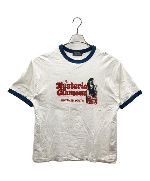 Hysteric Glamour（ヒステリックグラマー）Hysteric Glamour (ヒステリックグラマー) リンガーTシャツ ホワイト サイズ:Lの古着・服飾アイテム