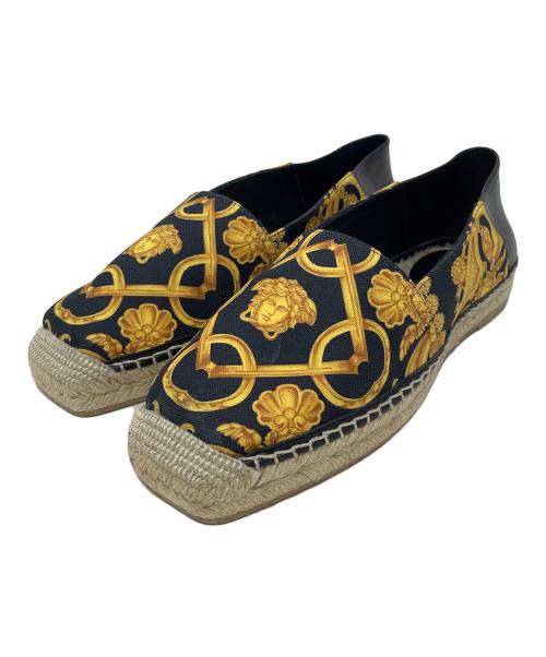 VERSACE（ヴェルサーチ）VERSACE (ヴェルサーチ) スリッポン エスパドリーユ ブラック×イエロー サイズ:40の古着・服飾アイテム
