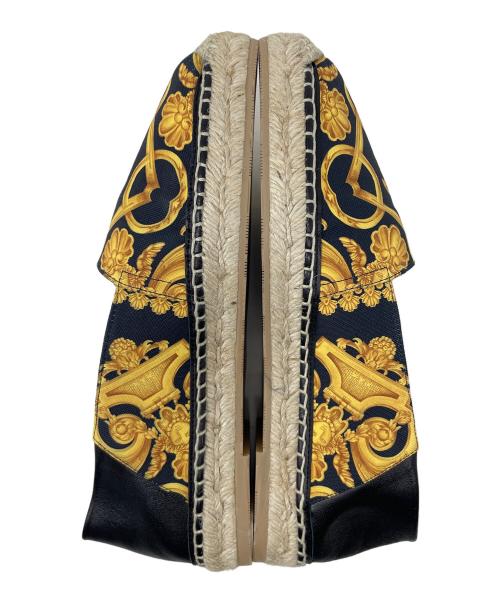 VERSACE（ヴェルサーチ）VERSACE (ヴェルサーチ) スリッポン エスパドリーユ ブラック×イエロー サイズ:40の古着・服飾アイテム