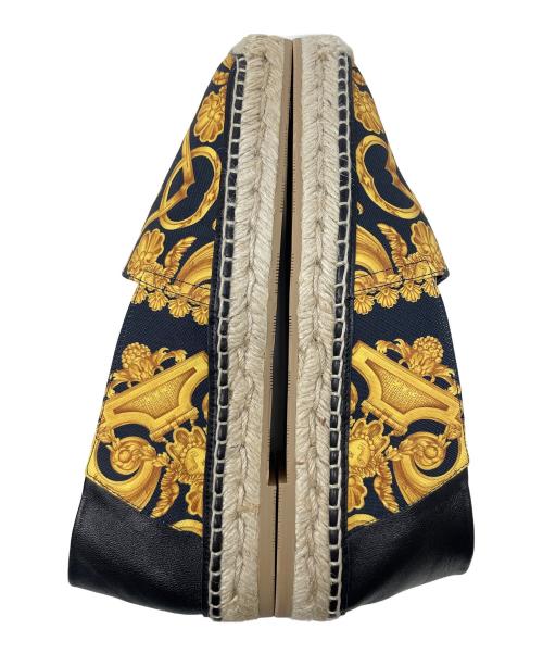 VERSACE（ヴェルサーチ）VERSACE (ヴェルサーチ) スリッポン エスパドリーユ ブラック×イエロー サイズ:40の古着・服飾アイテム