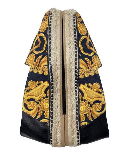 VERSACE（ヴェルサーチ）VERSACE (ヴェルサーチ) スリッポン エスパドリーユ ブラック×イエロー サイズ:41の古着・服飾アイテム