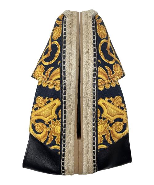VERSACE（ヴェルサーチ）VERSACE (ヴェルサーチ) スリッポン エスパドリーユ ブラック×イエロー サイズ:41の古着・服飾アイテム