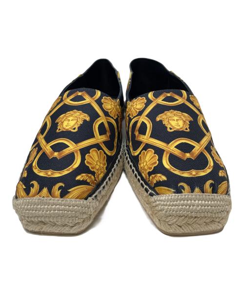 VERSACE（ヴェルサーチ）VERSACE (ヴェルサーチ) スリッポン エスパドリーユ ブラック×イエロー サイズ:41の古着・服飾アイテム