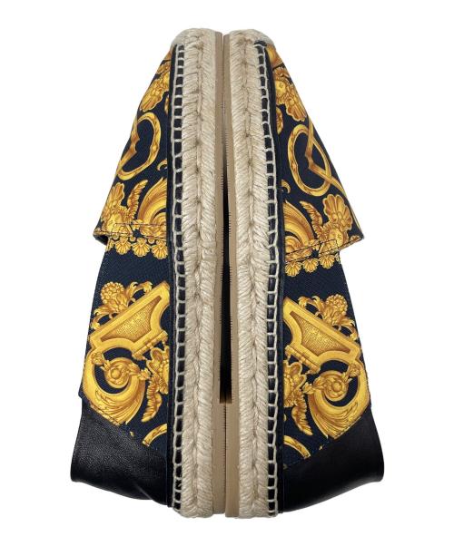 VERSACE（ヴェルサーチ）VERSACE (ヴェルサーチ) スリッポン エスパドリーユ ブラック×イエロー サイズ:42の古着・服飾アイテム