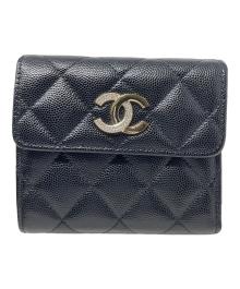 CHANEL（シャネル）の古着「2つ折り財布 マトラッセ キャビアスキン」｜ブラック