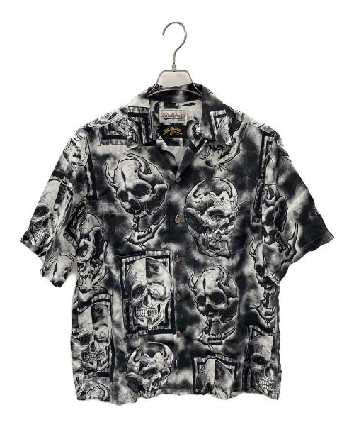 WACKO MARIA（ワコマリア）WACKO MARIA (ワコマリア) 56 TATOO STUDIO (56タトゥースタジオ) アロハシャツ HAWAIIAN SHIRT S/S（ハワイアン シャツ ショート/スリーブ） グレー サイズ:Mの古着・服飾アイテム