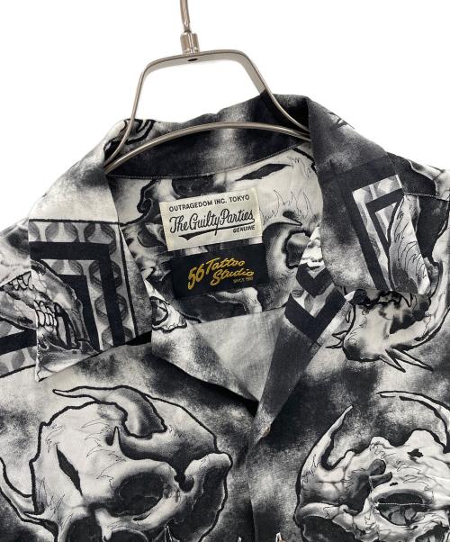 WACKO MARIA（ワコマリア）WACKO MARIA (ワコマリア) 56 TATOO STUDIO (56タトゥースタジオ) アロハシャツ HAWAIIAN SHIRT S/S（ハワイアン シャツ ショート/スリーブ） グレー サイズ:Mの古着・服飾アイテム