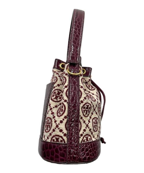 TORY BURCH（トリーバーチ）TORY BURCH (トリーバーチ) 巾着ショルダーバッグ ワインレッド×アイボリー サイズ:実寸サイズにてご確認ください。の古着・服飾アイテム