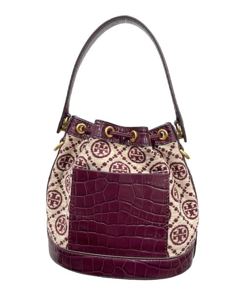 TORY BURCH（トリーバーチ）TORY BURCH (トリーバーチ) 巾着ショルダーバッグ ワインレッド×アイボリー サイズ:実寸サイズにてご確認ください。の古着・服飾アイテム