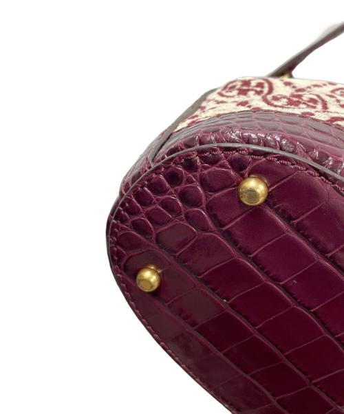 TORY BURCH（トリーバーチ）TORY BURCH (トリーバーチ) 巾着ショルダーバッグ ワインレッド×アイボリー サイズ:実寸サイズにてご確認ください。の古着・服飾アイテム