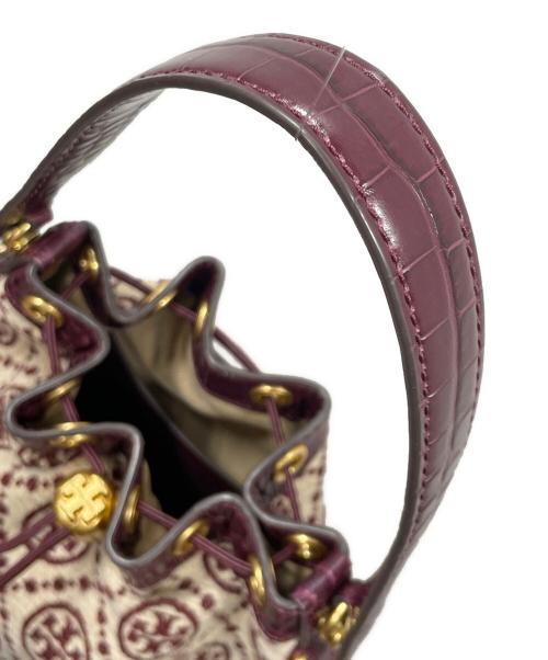 TORY BURCH（トリーバーチ）TORY BURCH (トリーバーチ) 巾着ショルダーバッグ ワインレッド×アイボリー サイズ:実寸サイズにてご確認ください。の古着・服飾アイテム