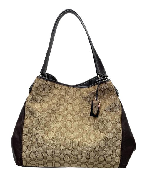 COACH（コーチ）COACH (コーチ) トートバッグ シグネチャー ベージュ×ブラウン サイズ:実寸サイズにてご確認ください。の古着・服飾アイテム