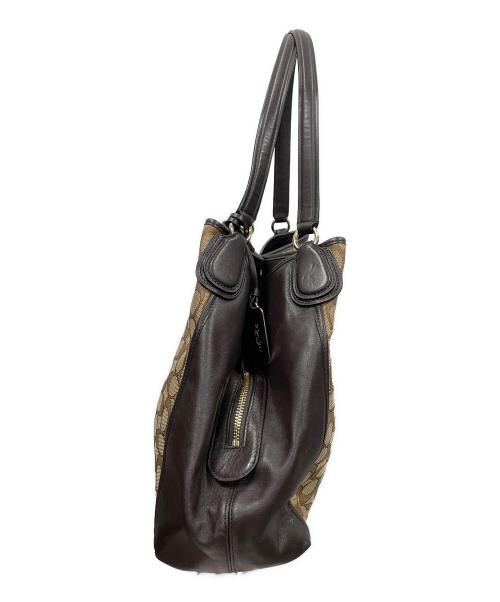 COACH（コーチ）COACH (コーチ) トートバッグ シグネチャー ベージュ×ブラウン サイズ:実寸サイズにてご確認ください。の古着・服飾アイテム