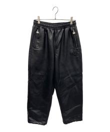FUBU（フブ）の古着「パンツ FAUX LEATHER TRACK PANTS（フェイク レザー トラック パンツ）」｜ブラック
