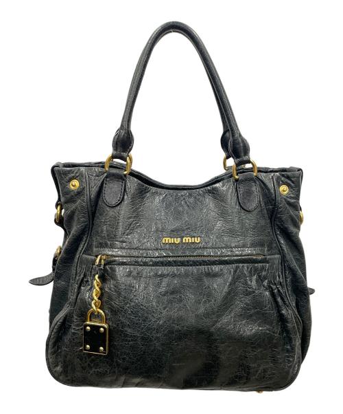 MIU MIU（ミュウミュウ）MIU MIU (ミュウミュウ) トートバッグ ブラック サイズ:実寸サイズにてご確認ください。の古着・服飾アイテム