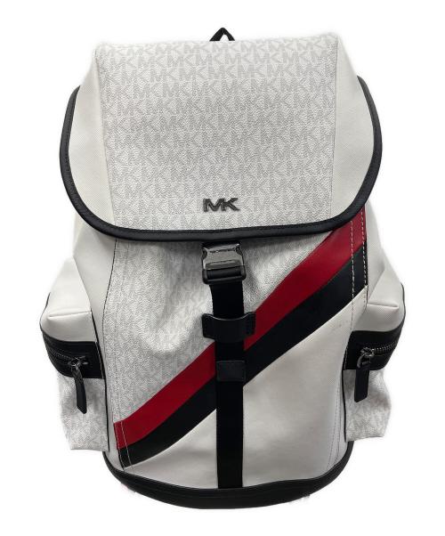 MICHAEL KORS（マイケルコース）MICHAEL KORS (マイケルコース) リュック リヴィントン ロゴ ストライプ バックパック ホワイト サイズ:実寸サイズにてご確認下さい。の古着・服飾アイテム