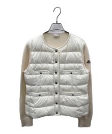MONCLER（モンクレール）の古着「ダウン切り替え ウールニットカーディガン」｜ホワイト