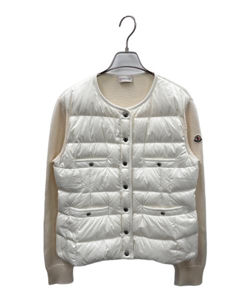 MONCLER（モンクレール）MONCLER (モンクレール) ダウン切り替え ウールニットカーディガン ホワイト サイズ:Mの古着・服飾アイテム