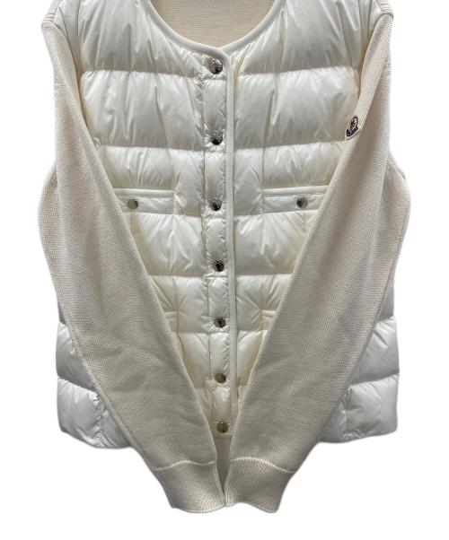 MONCLER（モンクレール）MONCLER (モンクレール) ダウン切り替え ウールニットカーディガン ホワイト サイズ:Mの古着・服飾アイテム