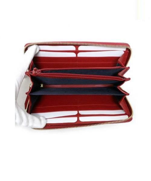 GUCCI（グッチ）GUCCI (グッチ) ラウンドファスナー財布 ブラウン×レッド GG BROOMS 404071-0416の古着・服飾アイテム
