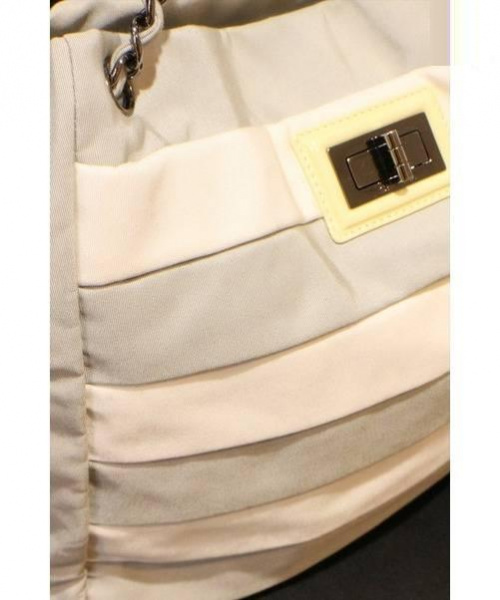 CHANEL（シャネル）CHANEL (シャネル) ボーダーハンドバッグ グレー×ホワイト 12585648 ギャランティーカード付の古着・服飾アイテム