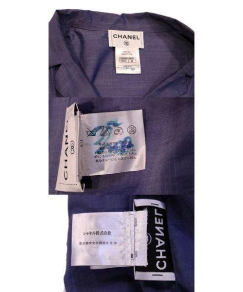 CHANEL（シャネル）CHANEL (シャネル) タイプライターシャツワンピース ブルー サイズ:Ｍ ハンガー付　P45485V33622の古着・服飾アイテム