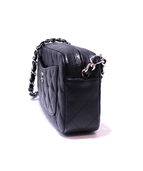 CHANEL（シャネル）CHANEL (シャネル) キャビアスキンチェーンセミショルダーバッグ ブラック マトラッセ 10237807 箱・ギャランティカード付の古着・服飾アイテム