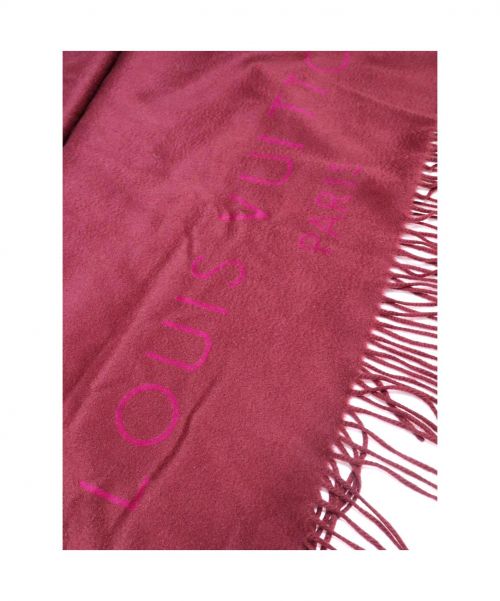 LOUIS VUITTON（ルイ ヴィトン）LOUIS VUITTON (ルイヴィトン) ロゴカシミヤストール ボルドー サイズ:- カシミヤ100％の古着・服飾アイテム