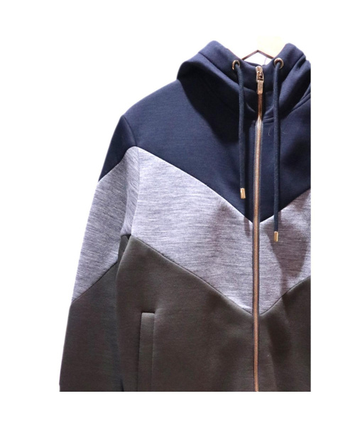 MONCLER（モンクレール）MONCLER (モンクレール) Chevron Pattern Hoodie ネイビー サイズ:Sの古着・服飾アイテム