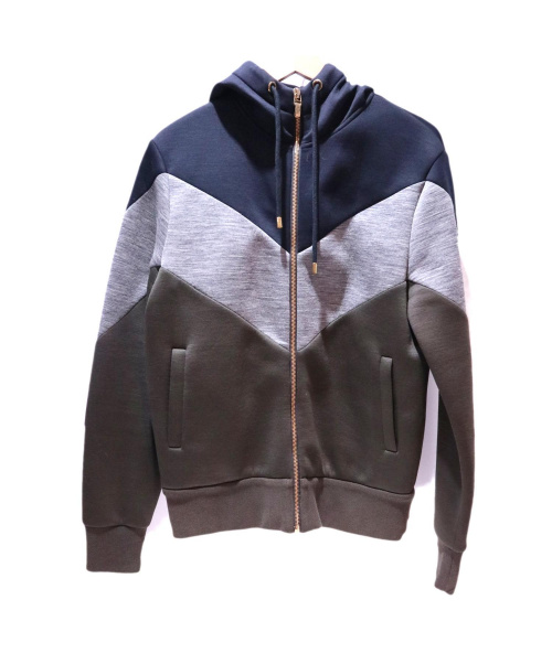 MONCLER（モンクレール）MONCLER (モンクレール) Chevron Pattern Hoodie ネイビー サイズ:Sの古着・服飾アイテム