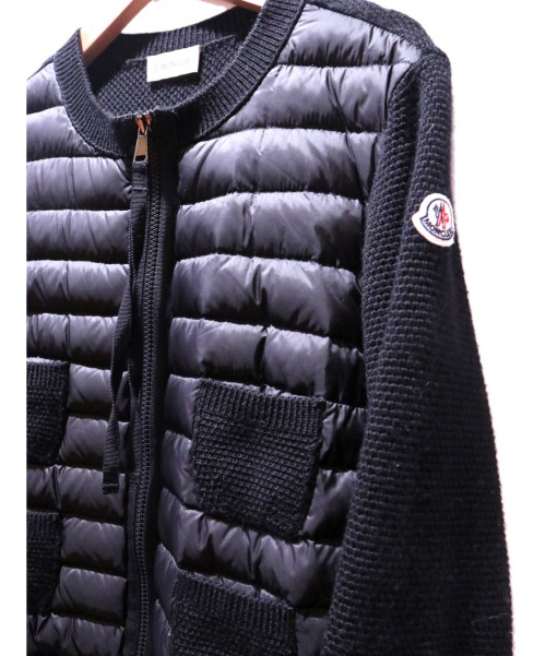 MONCLER（モンクレール）MONCLER (モンクレール) ダウン切替ニットカーディガン ブラック サイズ:Sの古着・服飾アイテム