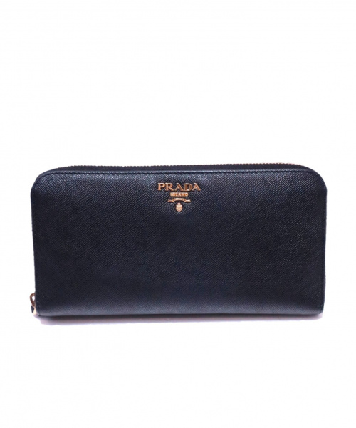 PRADA（プラダ）PRADA (プラダ) ラウンドファスナー財布 ブラック PORTAFOGLI SAFFIANOの古着・服飾アイテム
