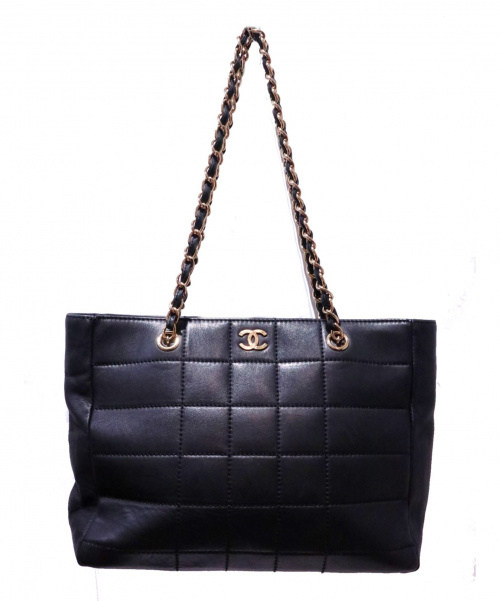 CHANEL（シャネル）CHANEL (シャネル) ココマークチェーントートバッグ ブラック チョコバー 7195107の古着・服飾アイテム
