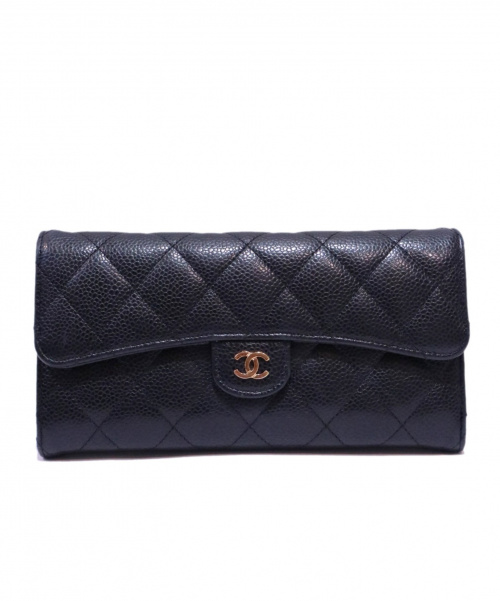CHANEL（シャネル）CHANEL (シャネル) CHANEL L-GUSSET FLAP WALLET ブラック 26951186の古着・服飾アイテム