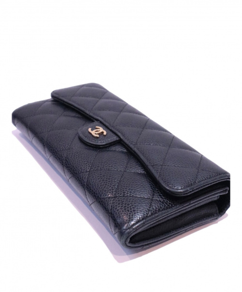 CHANEL（シャネル）CHANEL (シャネル) CHANEL L-GUSSET FLAP WALLET ブラック 26951186の古着・服飾アイテム