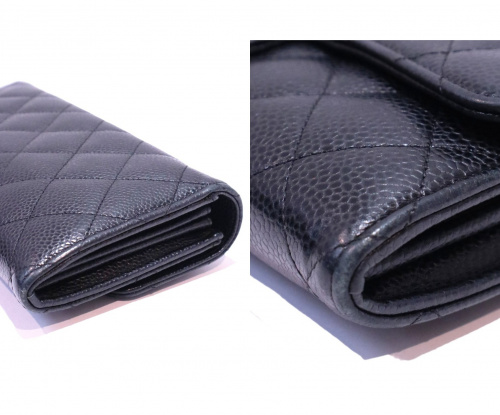 CHANEL（シャネル）CHANEL (シャネル) CHANEL L-GUSSET FLAP WALLET ブラック 26951186の古着・服飾アイテム