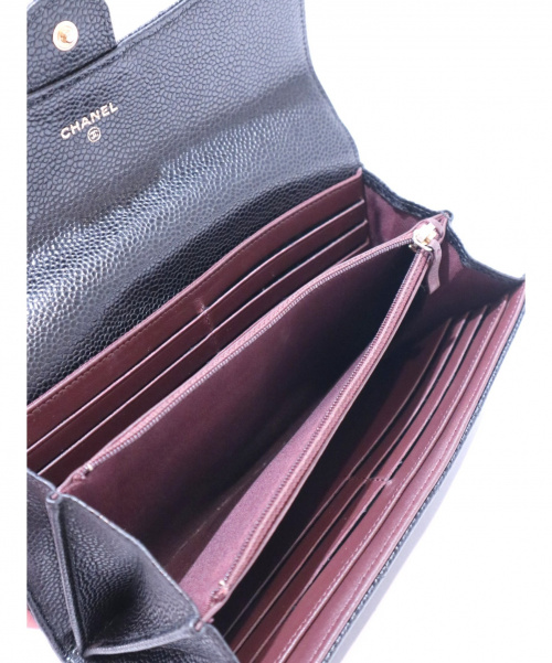 CHANEL（シャネル）CHANEL (シャネル) CHANEL L-GUSSET FLAP WALLET ブラック 26951186の古着・服飾アイテム