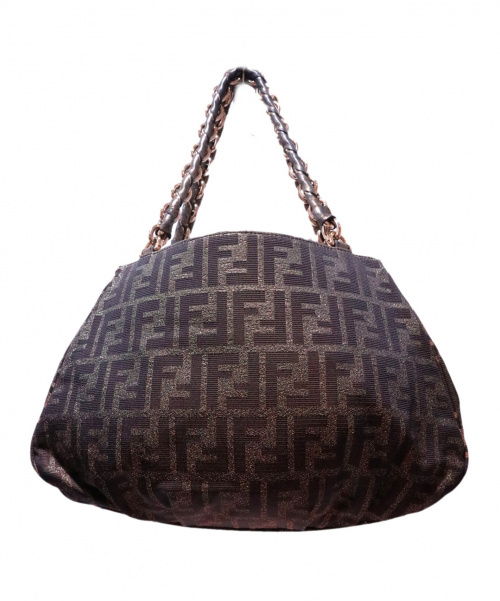 FENDI（フェンディ）FENDI (フェンディ) チェーンハンドバッグ ベージュ ズッカ 8BR615 キャンバスの古着・服飾アイテム