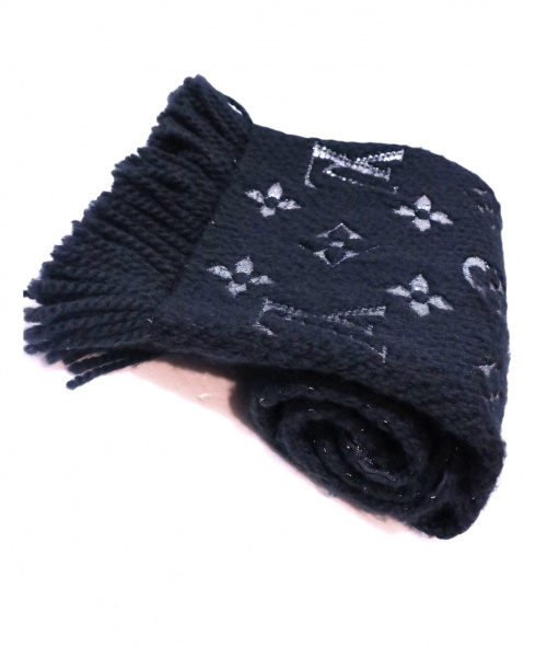 LOUIS VUITTON（ルイ ヴィトン）LOUIS VUITTON (ルイヴィトン) マフラー エシャルプ ロゴマニア シャイン ブラック M75833の古着・服飾アイテム