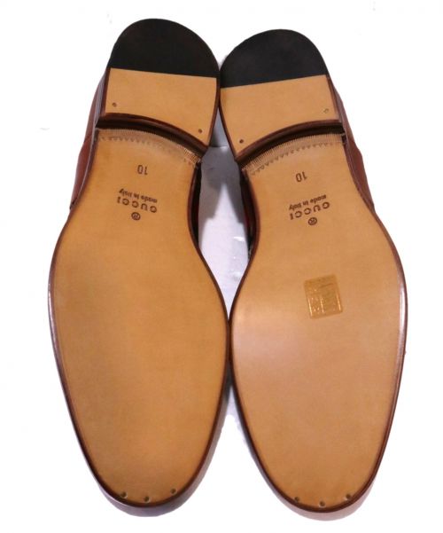 GUCCI（グッチ）GUCCI (グッチ) シェリーラインエンブロイダリーウイングチップレザーシューズ ブラウン サイズ:10 407300の古着・服飾アイテム