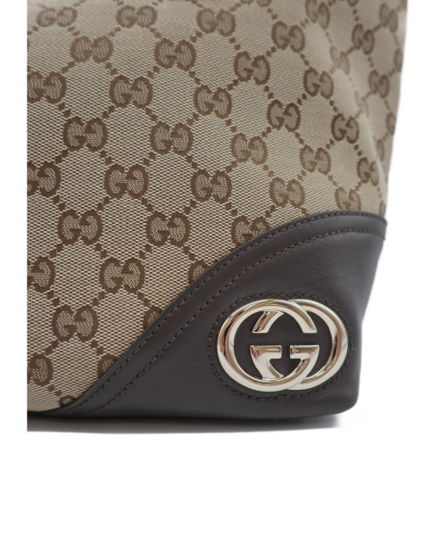 GUCCI（グッチ）GUCCI (グッチ) ダブルGトートバッグ ベージュ×ブラウン GGキャンバス 169946 000926の古着・服飾アイテム