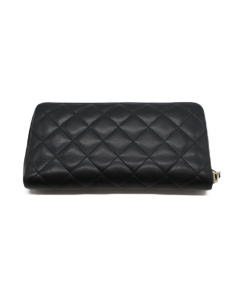 CHANEL（シャネル）CHANEL (シャネル) マトラッセラウンドジップウォレット ブラック 24124701の古着・服飾アイテム