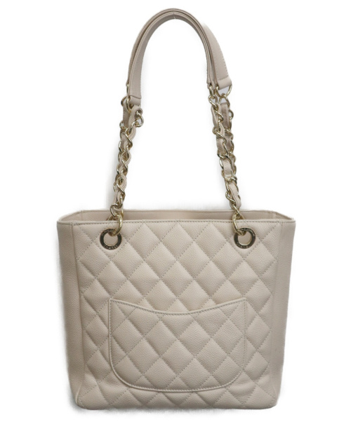 CHANEL（シャネル）CHANEL (シャネル) チェーントートバッグ ベージュ キャビアスキン 15069502の古着・服飾アイテム