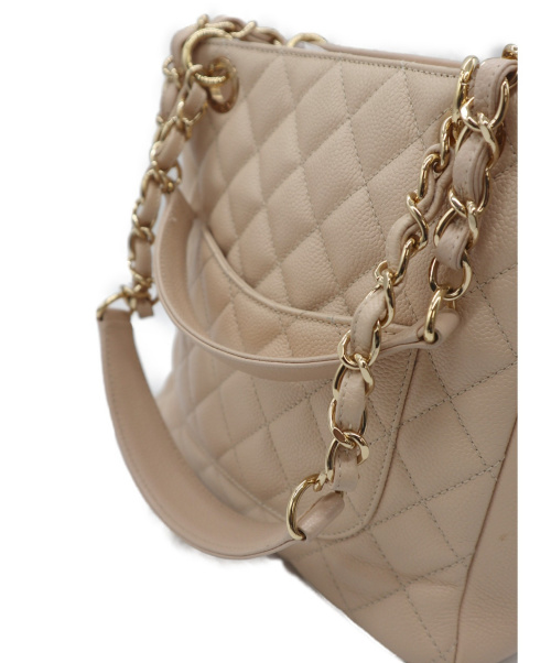CHANEL（シャネル）CHANEL (シャネル) チェーントートバッグ ベージュ キャビアスキン 15069502の古着・服飾アイテム