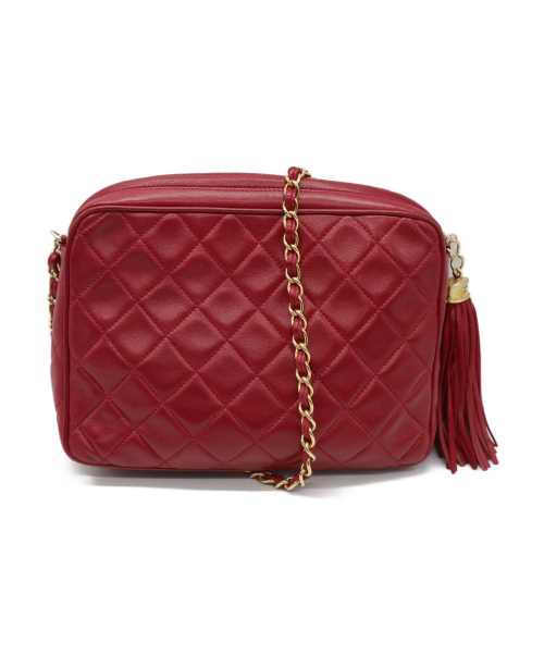 CHANEL（シャネル）CHANEL (シャネル) フラップポケットチェーンショルダーバッグ レッド マトラッセ 0908507の古着・服飾アイテム