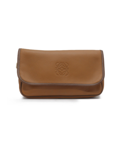 LOEWE（ロエベ）LOEWE (ロエベ) [OLD]アナグラムレザークラッチバッグ ライトブラウンの古着・服飾アイテム